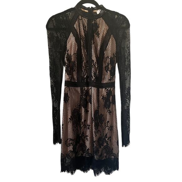 Ryse The Label Samson Black & Nude Lace Overlay Long Sleeve Dress Size XS - Picture 2 of 13